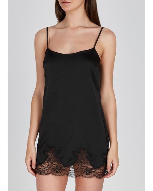 Fleur Of England Black Signature Silk-Blend Chemise