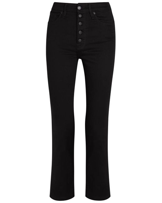 GOOD AMERICAN Black Slim Straight-Leg Cropped Jeans