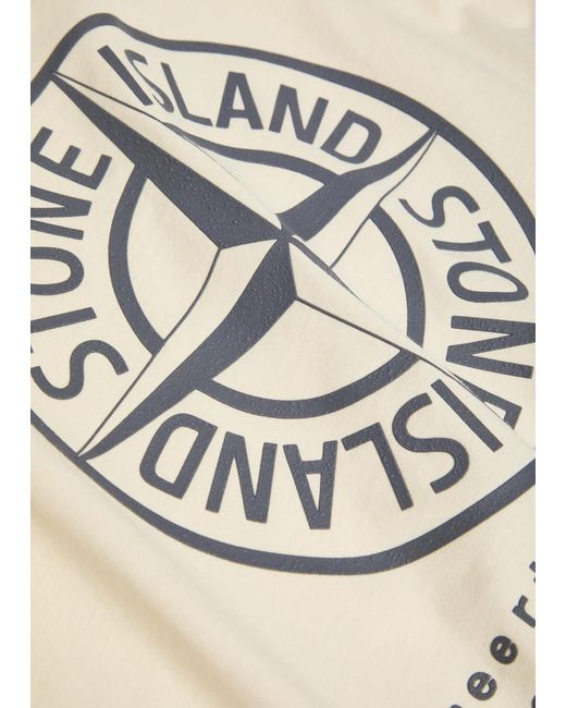 Stone Island Natural Logo-Print Cotton T-Shirt for men