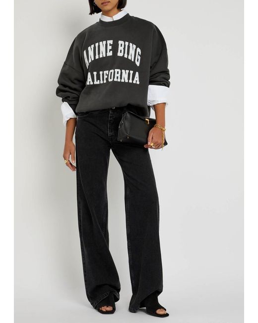 Anine Bing Black Miles Logo Cotton Sweatshirt