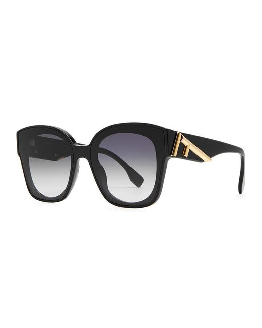 Fendi Black Round Square-frame Sunglasses
