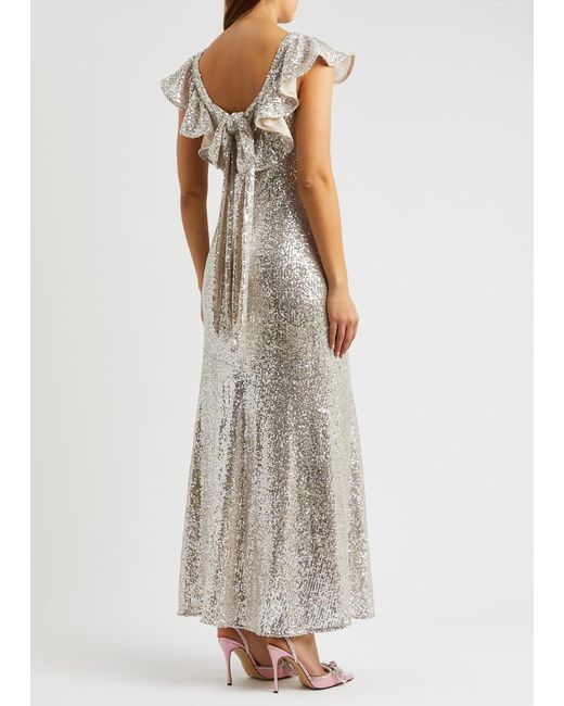 Olivia Rubin White Rex Sequin-embellished Maxi Dress