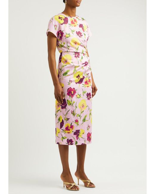 Weekend by Maxmara White Kim Floral-Print Stretch-Cotton Midi Dress
