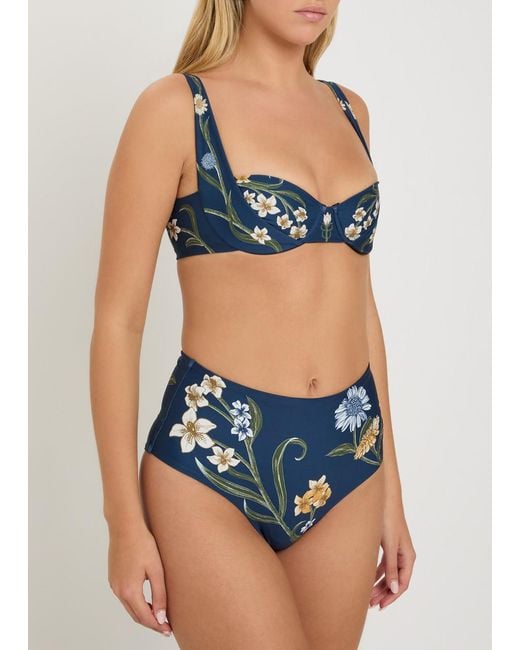 Agua Bendita Blue Floral-Print Bikini Briefs