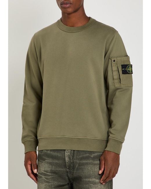 Stone Island Green Logo Cotton Sweatshirt for men