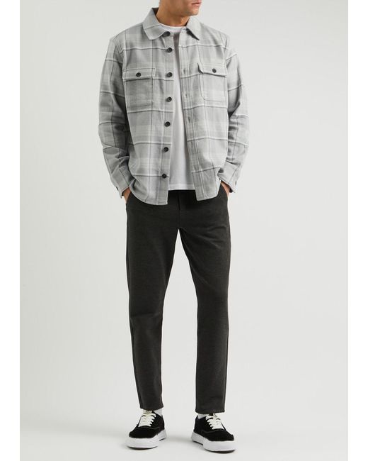 PAIGE Gray Wilbur Checked Flannel Overshirt for men
