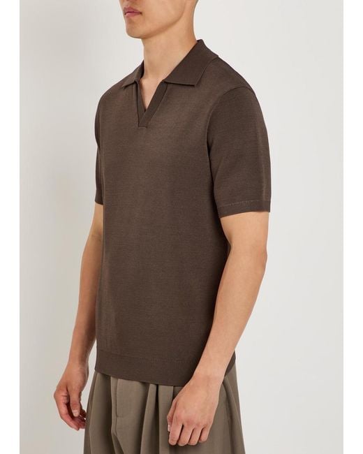 Raith Brown Privida Knit Polo Shirt for men