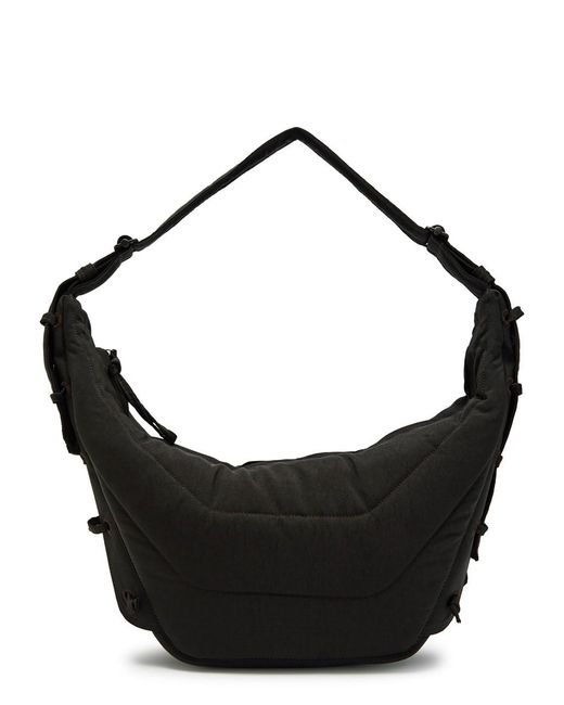 Lemaire Black Medium Soft Game Quilted Nylon Canvas Shoulder Bag for men