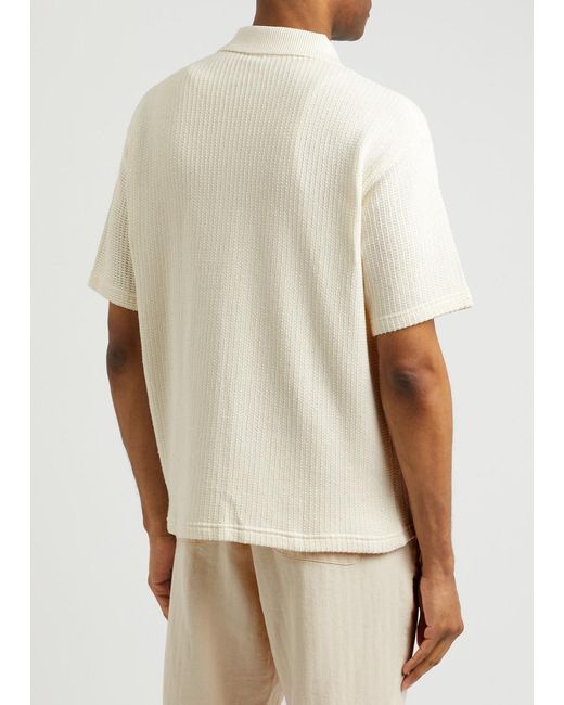 Drole de Monsieur White La Chemise Patchwork Crochet And Cotton Shirt for men