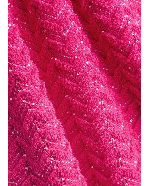 Missoni Pink Zigzag Sequin-Embellished Knitted Mini Dress