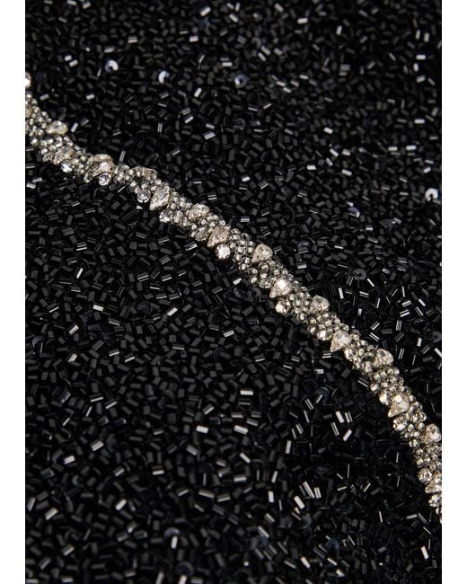 Alice + Olivia Black Ilaria Embellished Crepe Cropped Jacket