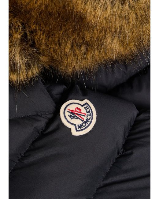 Moncler Blue Clunye Faux Fur-Trimmed Nylon Jacket for men