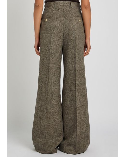 Rick Owens Green Pantaloni Wide-Leg Wool Trousers
