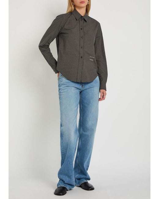 Calvin Klein Gray Sophie Checked Cotton-Poplin Shirt