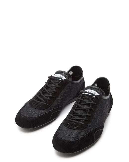 Jimmy Choo Black Sunny Panelled Lace Sneakers