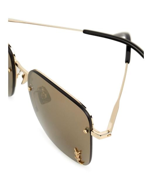 Saint Laurent Metallic Tone Rimless Square-Frame, Sunglasses, Trim