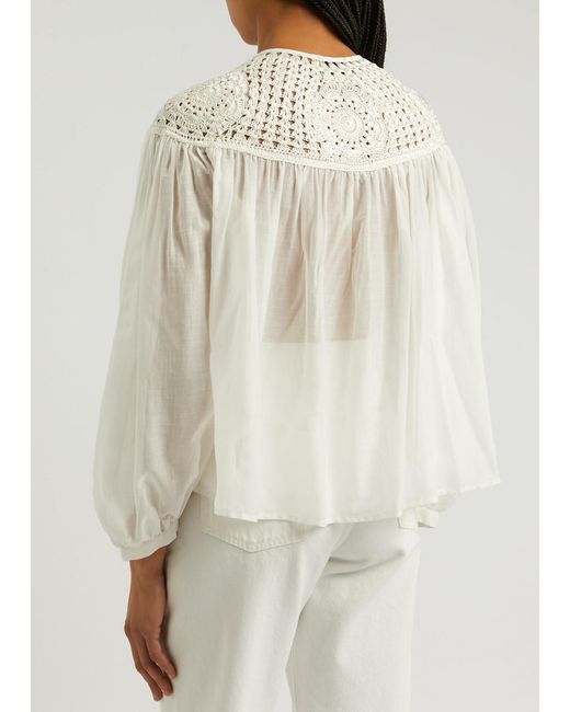 Forte Forte White Crochet And Cotton-Blend Voile Blouse