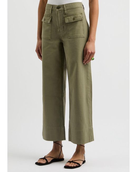 FRAME Green The 70S Cropped Cotton Trousers