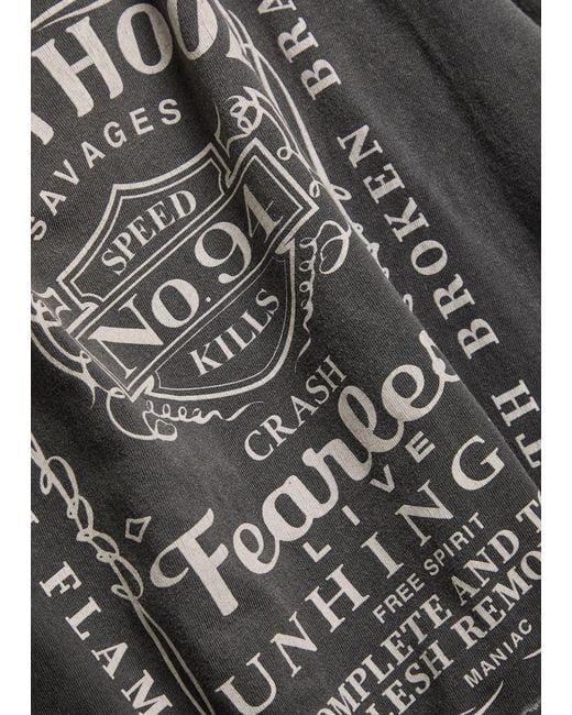 SAINT Mxxxxxx Gray Fearless Printed Distressed Cotton T-Shirt for men