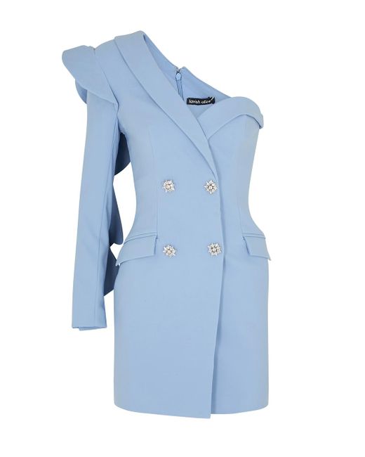 Lavish Alice Blue One-shoulder Blazer Dress