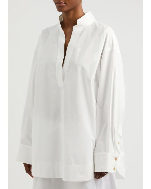 Khaite White Tito Cotton-Poplin Shirt