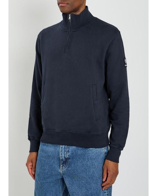 Sandbanks Blue Logo-Appliquéd Quarter-Zip Cotton Sweatshirt for men