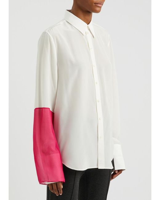 Helmut Lang White Panelled Silk Shirt
