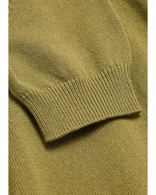 Drake's Green Textured Cotton-Knit Polo Shirt for men
