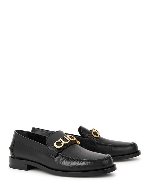 Gucci Black Cara Logo Leather Loafers