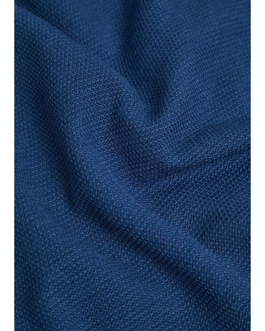 John Smedley Blue Waffle Merino Wool Jumper for men