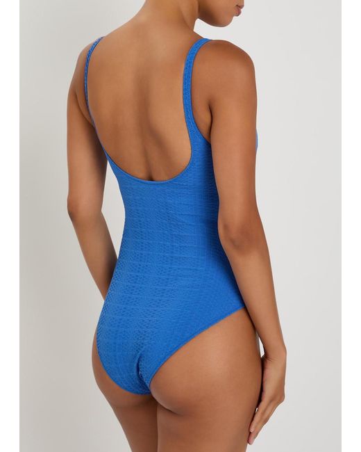Lisa Marie Fernandez Blue Seersucker Swimsuit