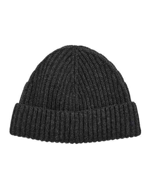Loewe Black Logo-Appliqué Ribbed Cashmere Beanie for men