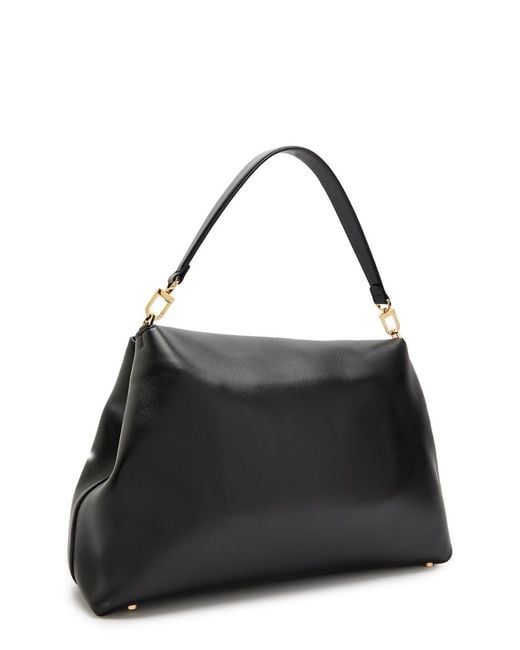 Totême Black T-Lock Leather Satchel