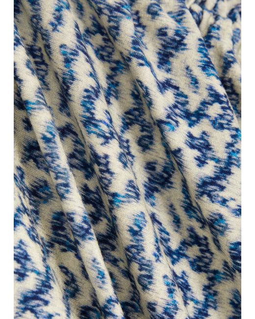 Isabel Marant Blue Lya Printed Stretch-Jersey Mini Dress
