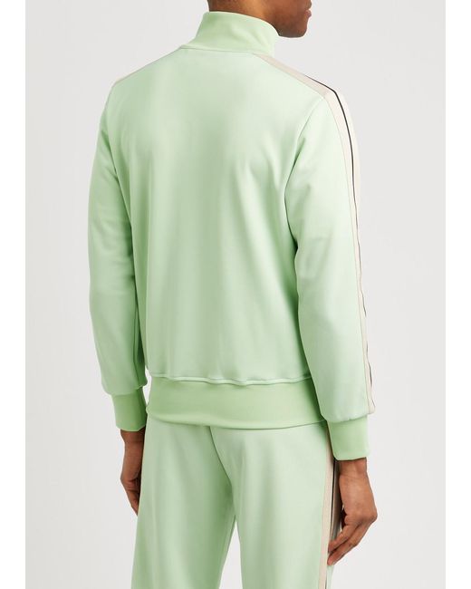 Palm Angels Green Striped Jersey Track Jacket for men