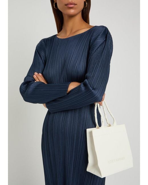 Pleats Please Issey Miyake Blue Pleated Woven Midi Dress