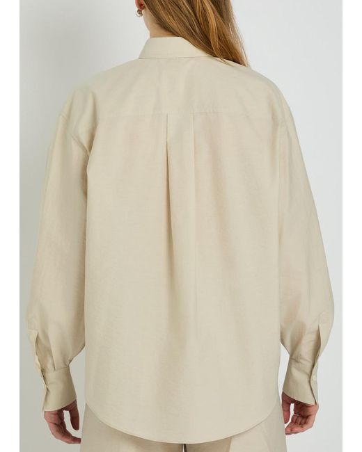 Brunello Cucinelli White Embellished Crinkled Cotton-Blend Shirt