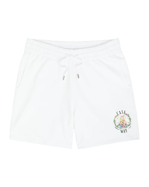 Casablanca White Casa Way Printed Cotton Shorts for men