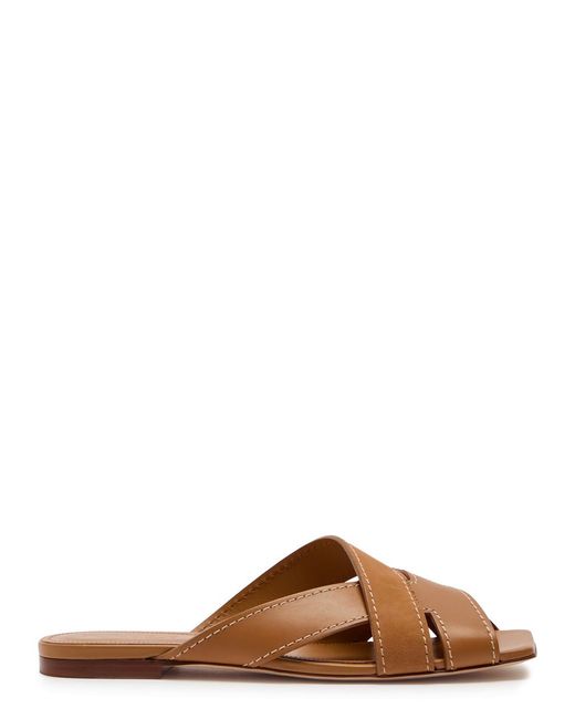 Tod's Brown Square-Toe Suede And Leather Sandals