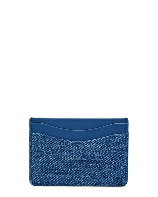 Ganni Blue Embellished Leather And Card Holder