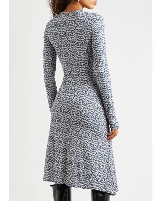 Isabel Marant Gray Lania Printed Stretch-Jersey Midi Dress