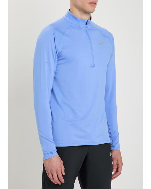 Nike Blue Dri-Fit Quarter-Zip Stretch-Jersey Running Top for men