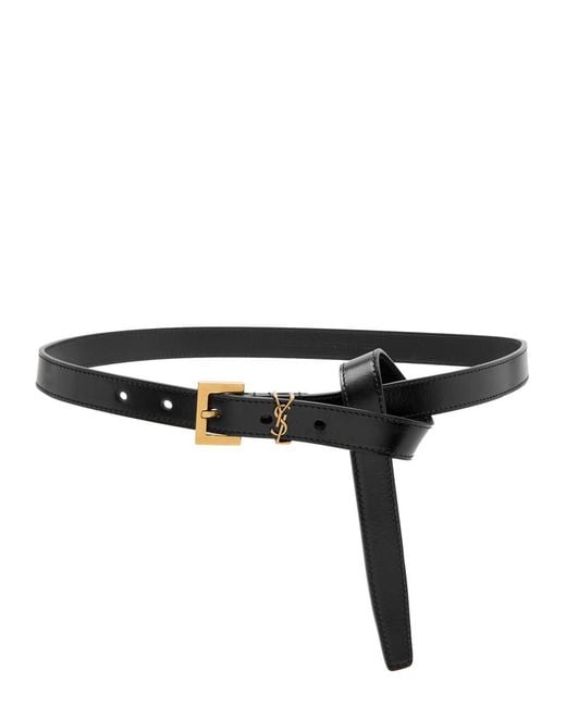 Saint Laurent Black Logo Leather Belt
