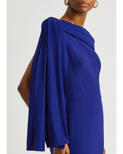 Alexander McQueen Blue Off-the-shoulder Draped Gown