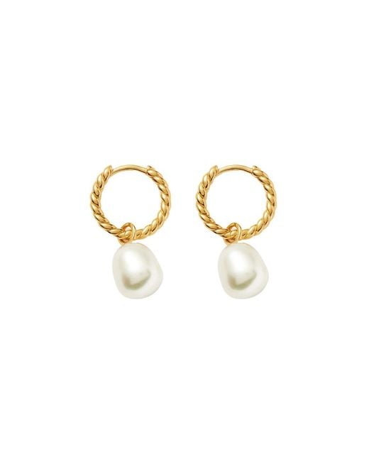 Missoma White Pearl 18Ct Plated Vermeil Drop Earrings