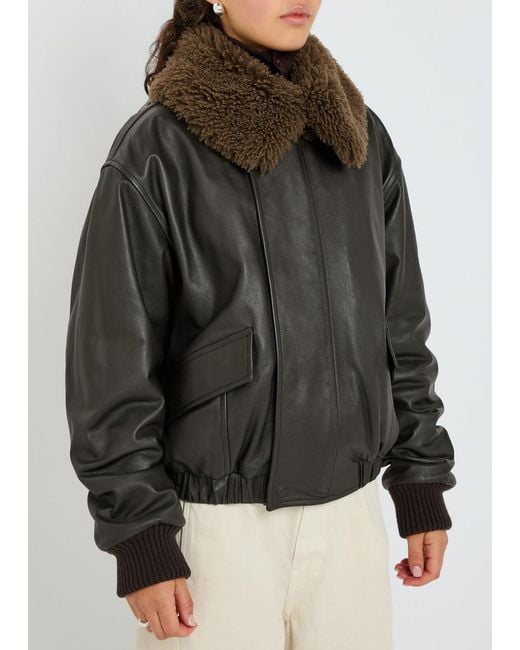 Lemaire Black Quilted Leather Jacket