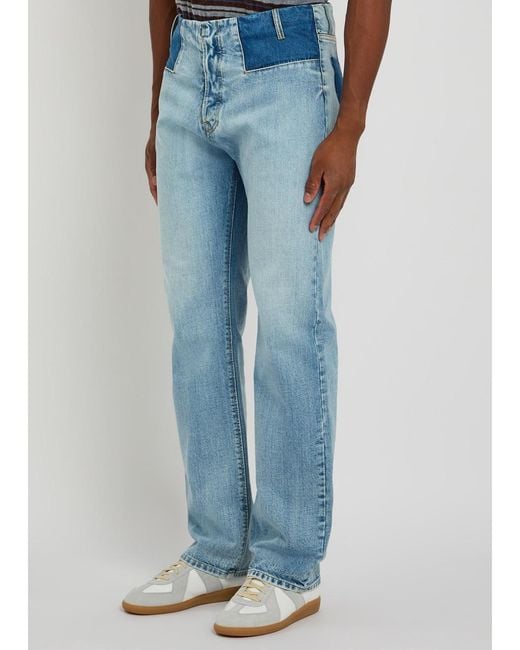 Maison Margiela Blue Straight-Leg Washed Denim Trousers for men