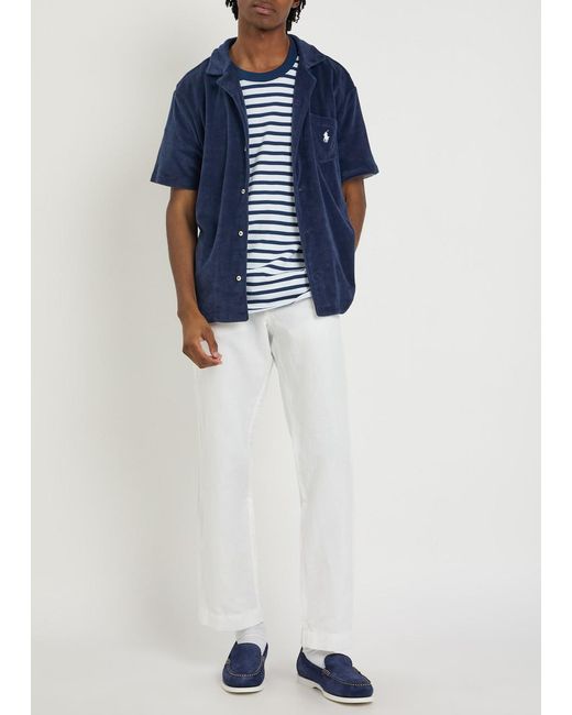 Polo Ralph Lauren Blue Logo-Embroidered Terry Shirt for men