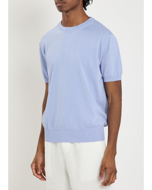 Canali Blue Fine Cotton-Knit T-Shirt for men
