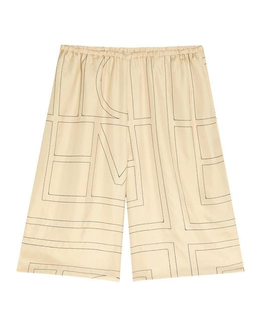 Totême Natural Logo-Monogrammed Silk Shorts